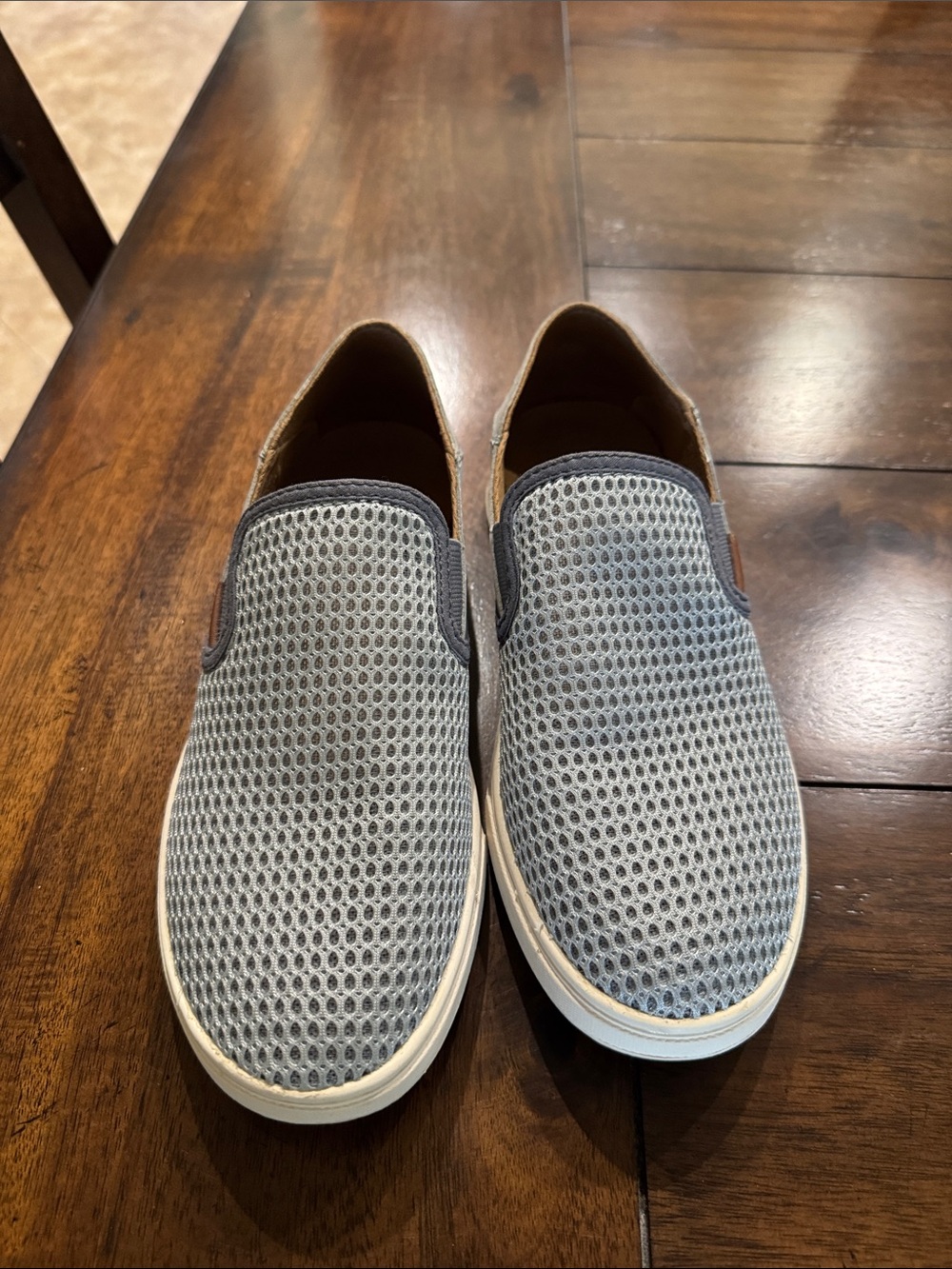 OluKai Women's Pehuea Light Gray Mesh Slip-On Loafers